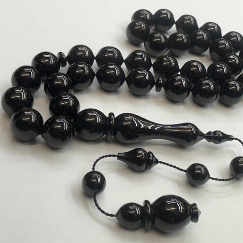 Usta İşi Oltu Taşı Uçlu Küre Tespih 11*12 (mm)