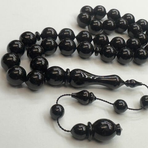 Usta İşi Oltu Taşı Uçlu Küre Tespih 11*12 (mm)