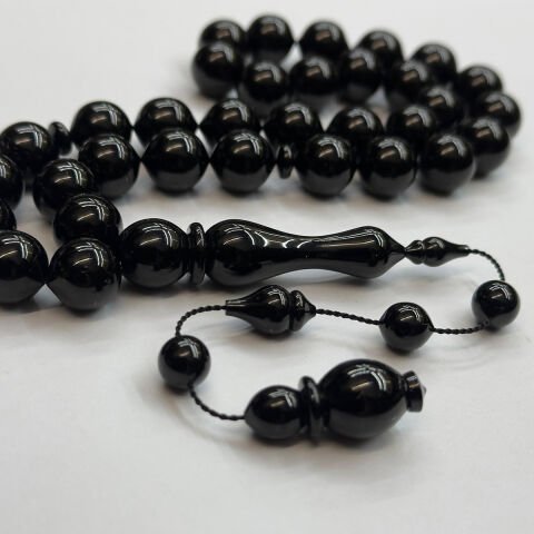 Usta İşi Oltu Taşı Uçlu Küre Tespih 11*12 (mm)