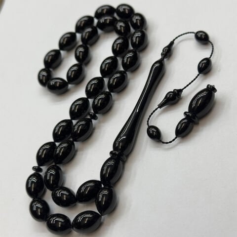 Usta İşi Oltu Taşı Beyzi Tespih 9*14 (mm)