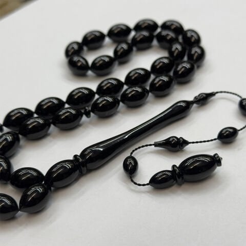 Usta İşi Oltu Taşı Beyzi Tespih 9*14 (mm)