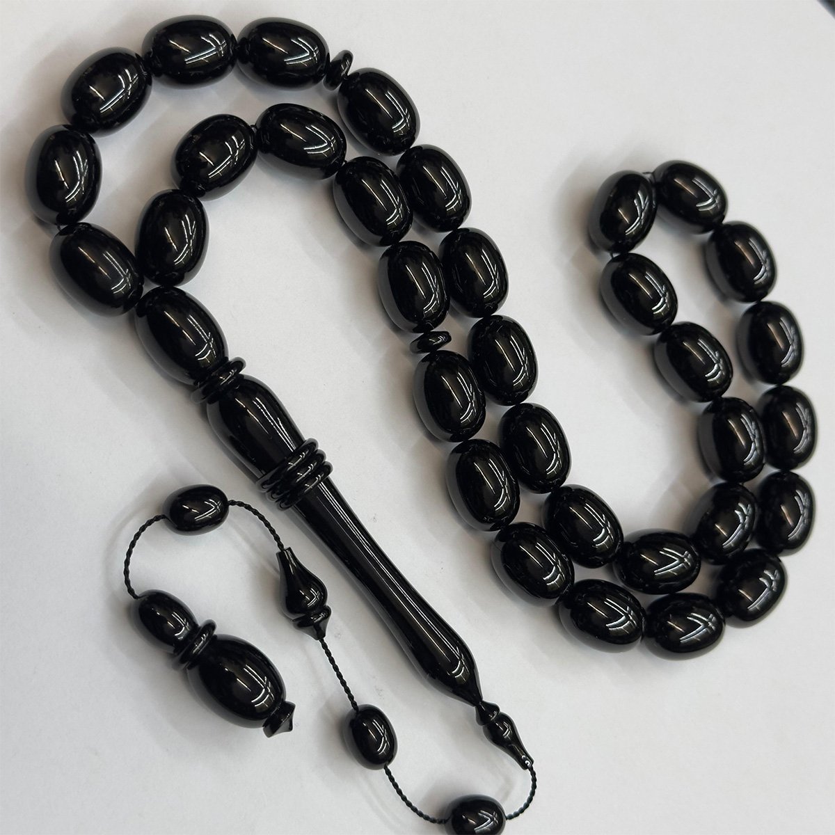 Usta İşi Oltu Taşı Badem Tespih 11*15 (mm)