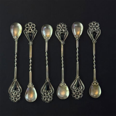 Oltu Taşlı Gümüş Kaşık Set