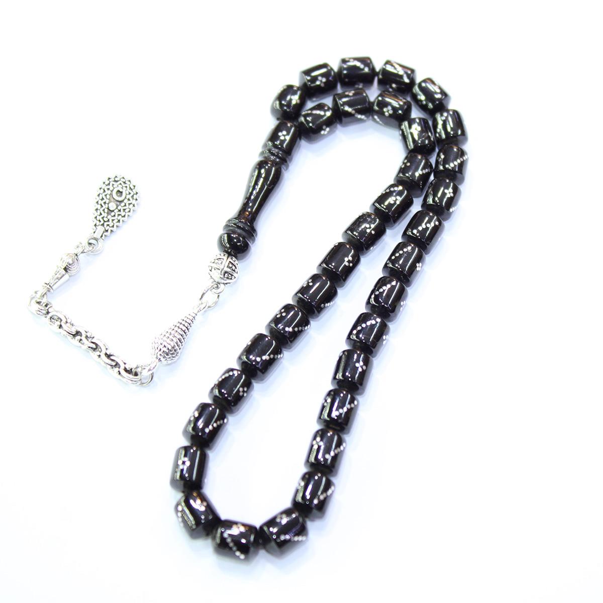 Burgu Dörtlü İşleme Oltu Taşı Tespih Kapsül Model 7*8 (mm)