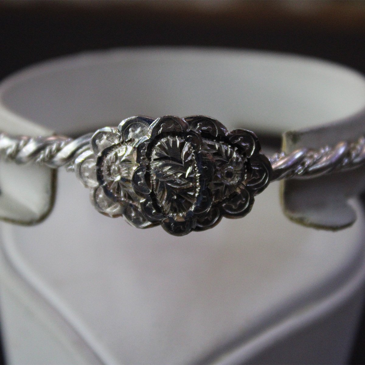 Çift Gümüş El Yapımı Ara Telli Erzurum Burma Bilezik