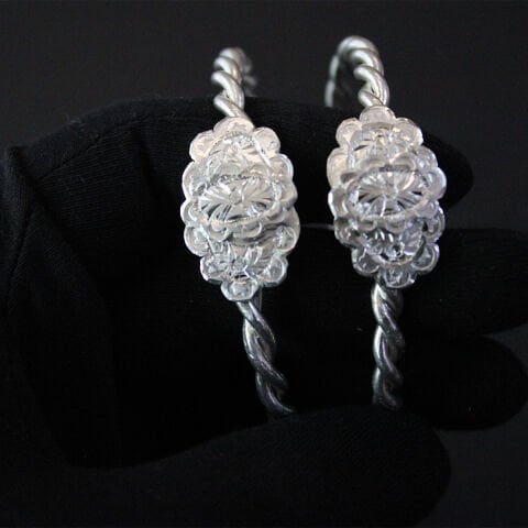 Çift Gümüş El Yapımı Erzurum Burma Bilezik