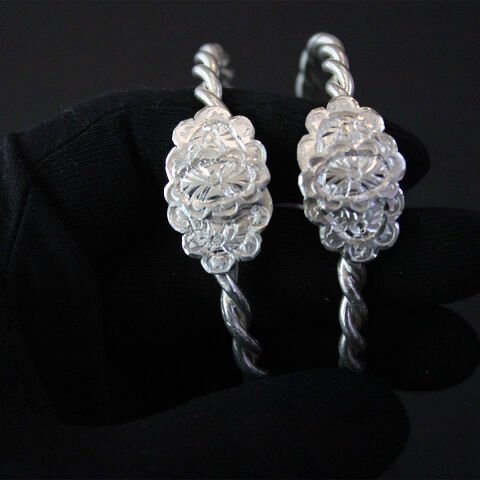 Çift Gümüş El Yapımı Erzurum Burma Bilezik