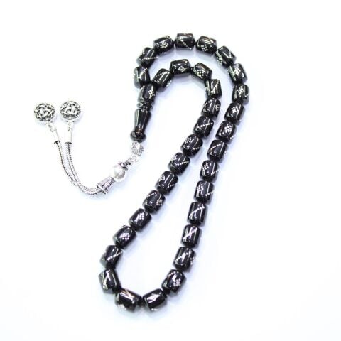 Burgu Baklava İşleme Oltu Taşı Kapsül Tespih 7*9 (mm)