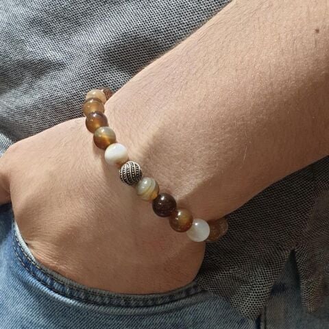 Madagaskar Akiği Doğal Taş Bileklik 8,5 (mm)