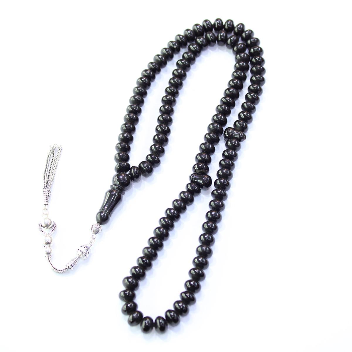 99'luk Oltu Taşı Tespih Basık Model 7,5 (mm)