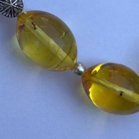 Haşere Fosilli Kaliningrad Damla Kehribar Zaza Tespih 10*15 (mm)