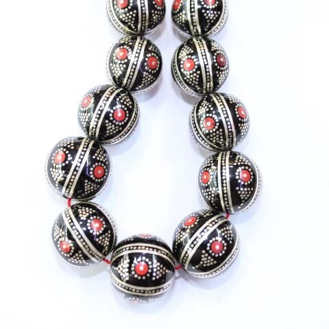 Mercan İşlemeli Maskot Oltu Taşı Tespih