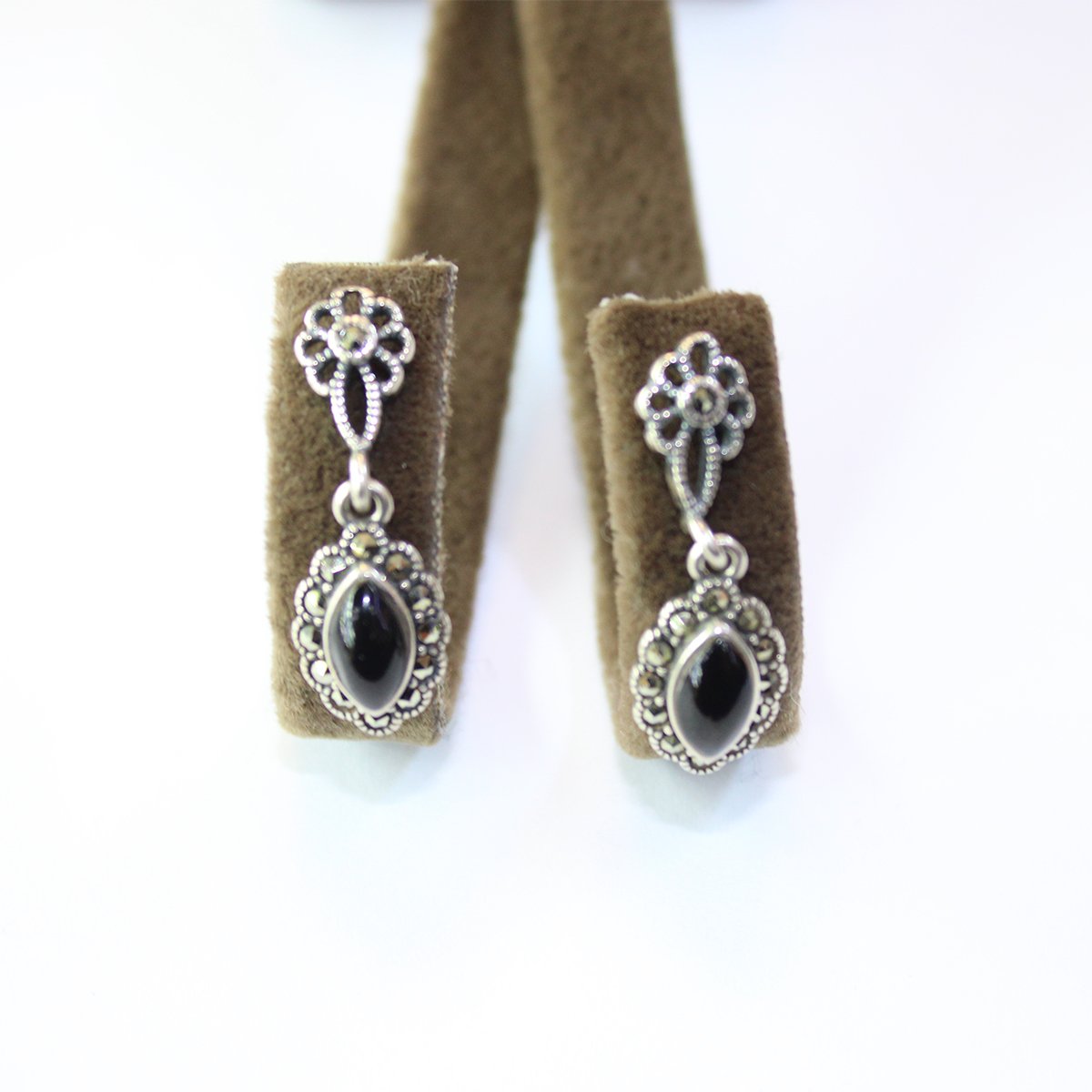 Gümüş Markazit Oltu Taşı Küpe Model No -20