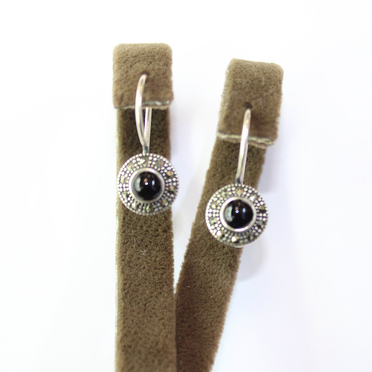 Gümüş Markazit Oltu Taşı Küpe Model No -23