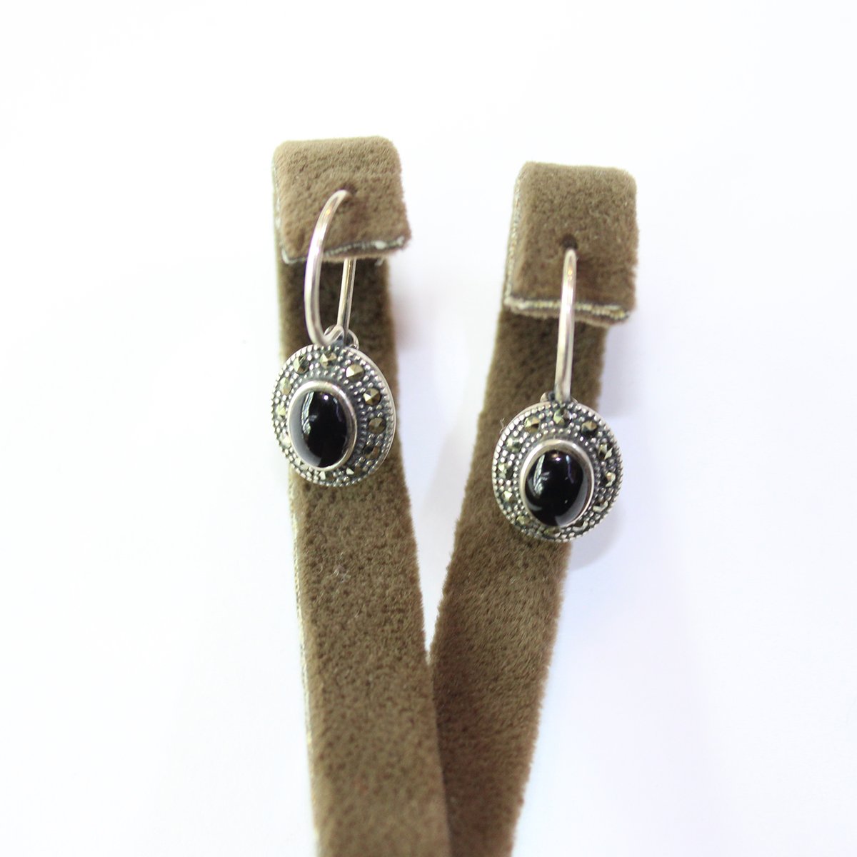 Gümüş Markazit Oltu Taşı Küpe Model No -24