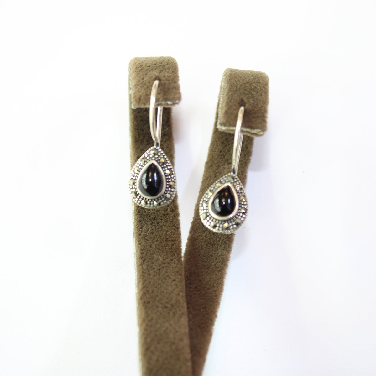 Gümüş Markazit Oltu Taşı Küpe Model No -26