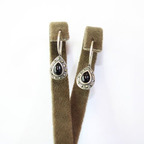 Gümüş Markazit Oltu Taşı Küpe Model No -26