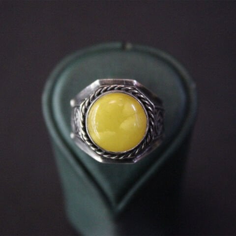 El Yapımı Damla Kehribar Yüzük