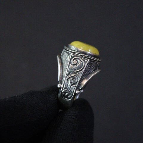 El Yapımı Damla Kehribar Yüzük