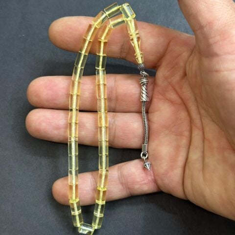 Şeffaf Litvanya Damla Kehribar Tespih 5*7 (mm)