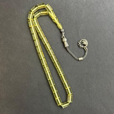 Şeffaf Litvanya Damla Kehribar Tespih 5*7 (mm)-1