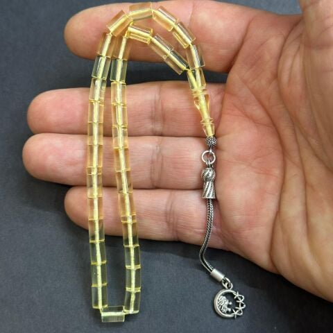 Şeffaf Litvanya Damla Kehribar Tespih 5*7 (mm)-1