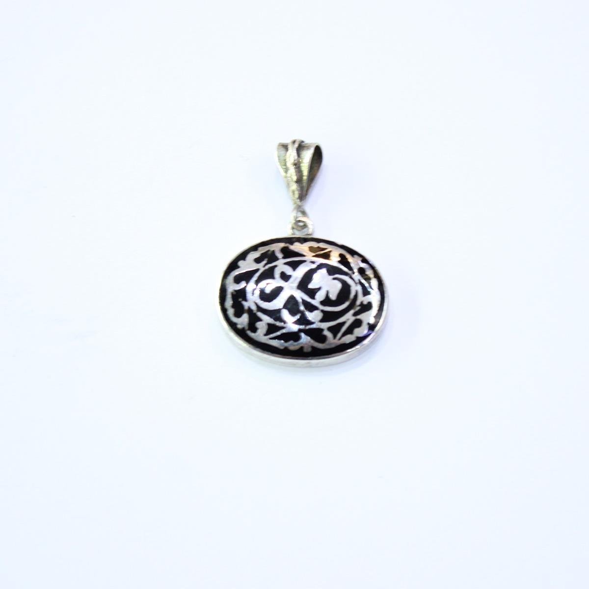 El Yapımı Savat İşlemeli Gümüş Kolye Oval Model 4 (gr)