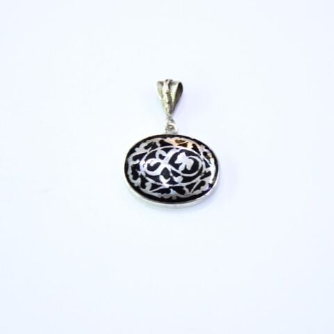 El Yapımı Savat İşlemeli Gümüş Kolye Oval Model 4 (gr)