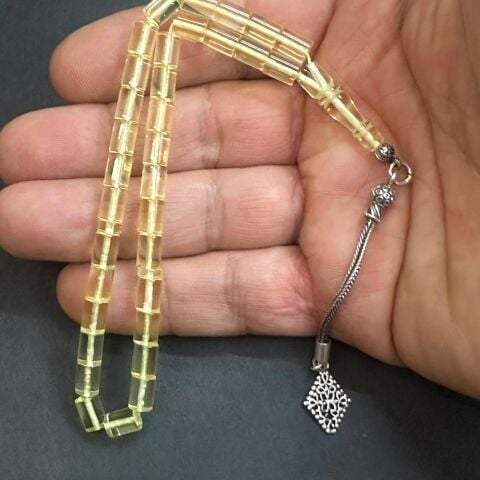 Şeffaf Litvanya Damla Kehribar Tespih 5*7 (mm)-2