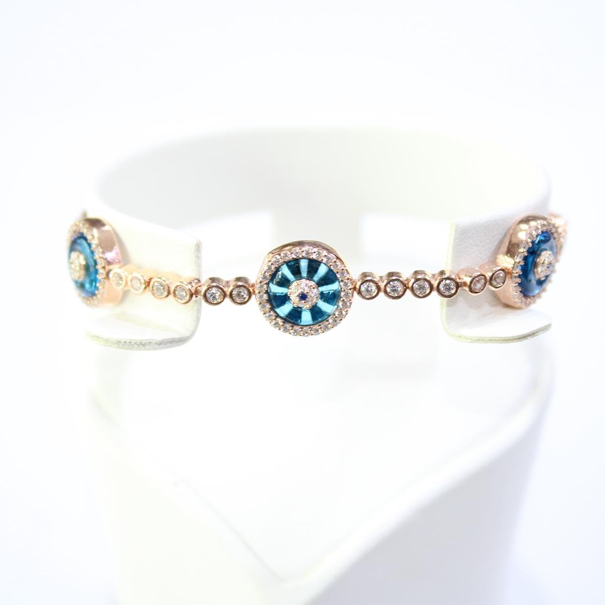 Su Yolu Nazarlık Gümüş Bileklik Rose