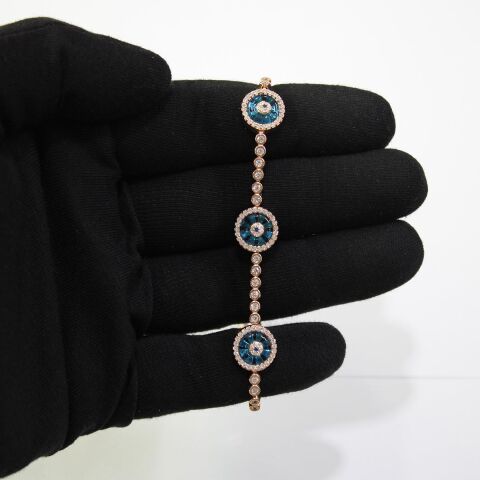 Su Yolu Nazarlık Gümüş Bileklik Rose