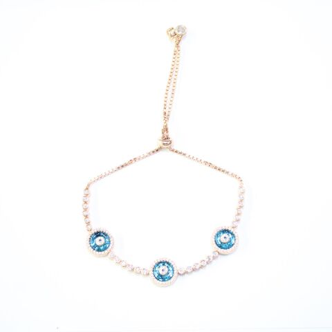 Su Yolu Nazarlık Gümüş Bileklik Rose