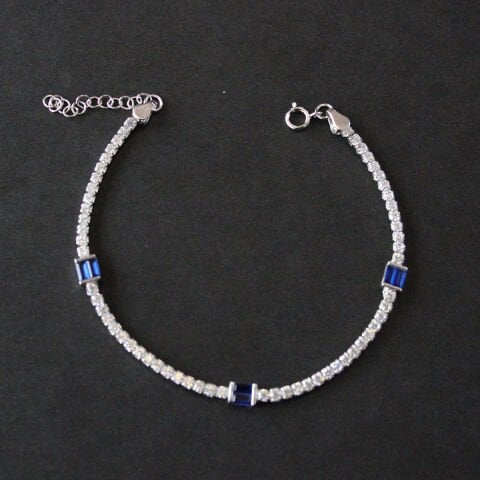 Mavi Zirkon Taşlı Gümüş Bileklik