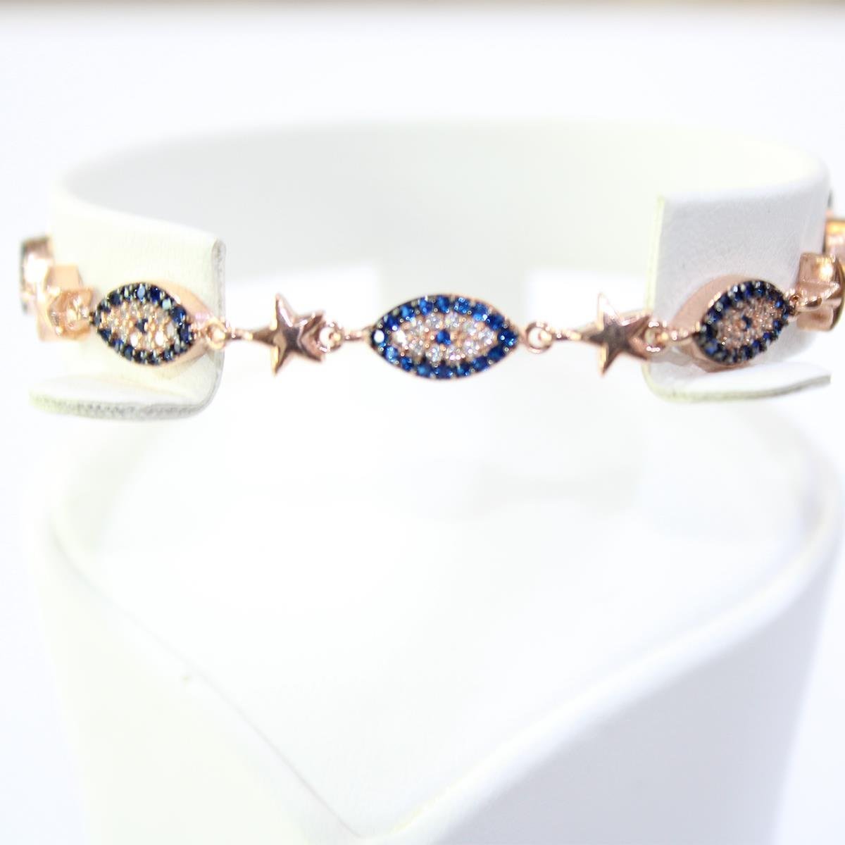 Zirkon Taşlı Rose Göz Bileklik