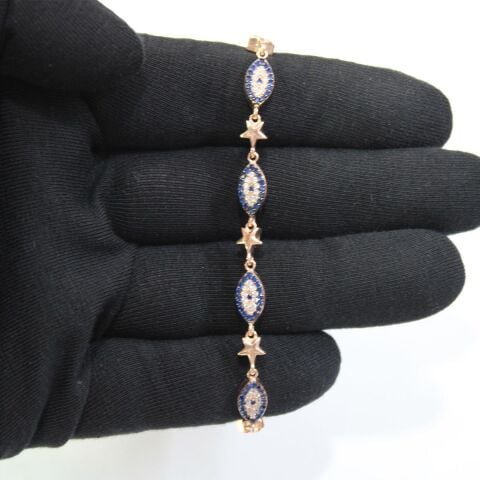 Zirkon Taşlı Rose Göz Bileklik