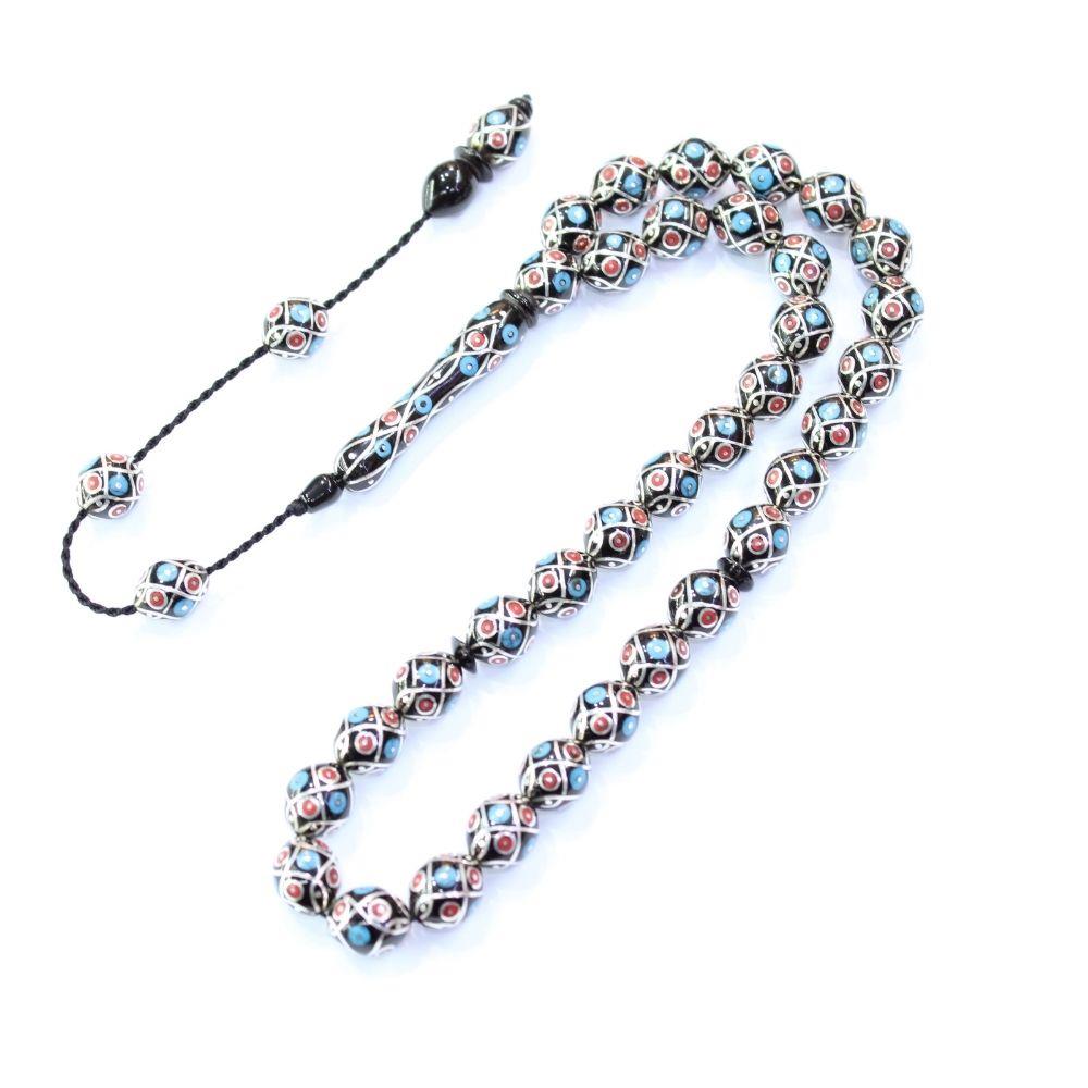 Usta İşçilikli İşlemeli Oltu Taşı Tespih 10*12 (mm)