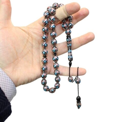 Usta İşçilikli İşlemeli Oltu Taşı Tespih 10*12 (mm)