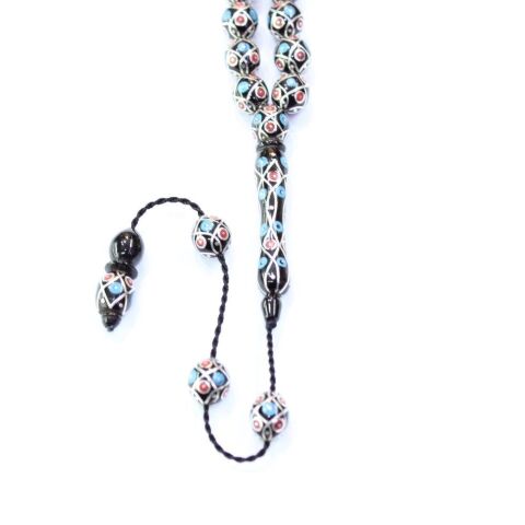 Usta İşçilikli İşlemeli Oltu Taşı Tespih 10*12 (mm)