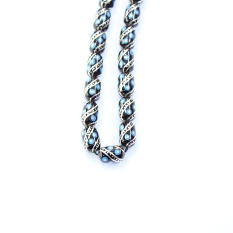 Firuze İşlemeli Oltu Taşı Tespih 8*12 (mm)