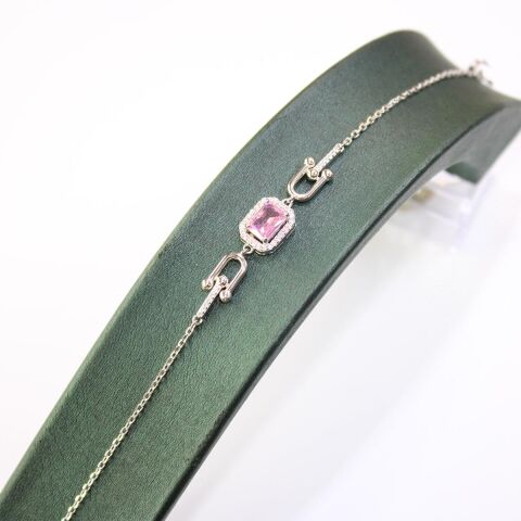 Pembe Taşlı Gümüş Bileklik