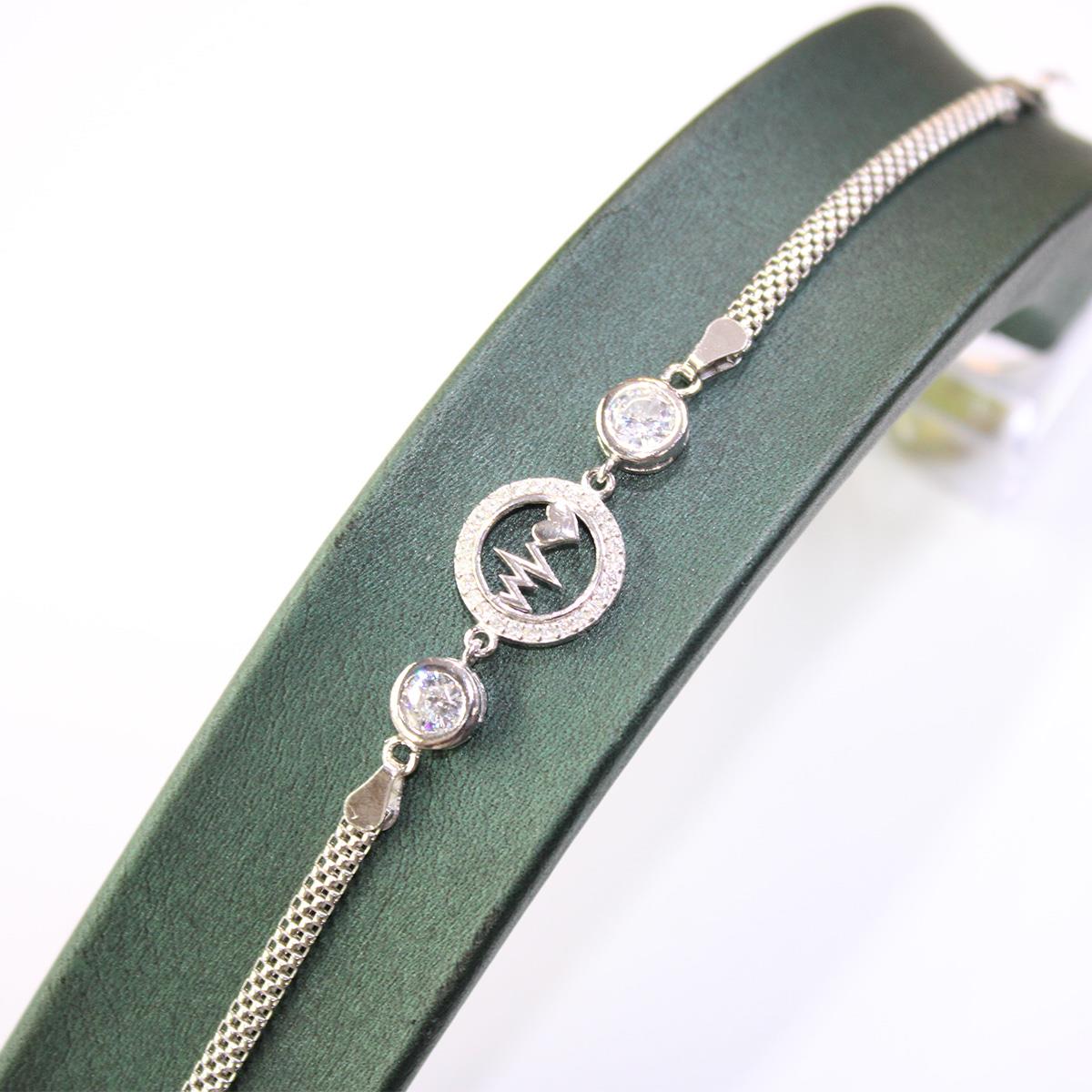 Kalpli Zirkon Taşlı Gümüş Bileklik