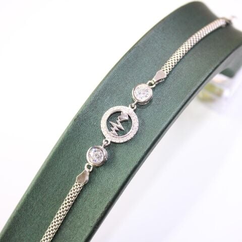 Kalpli Zirkon Taşlı Gümüş Bileklik