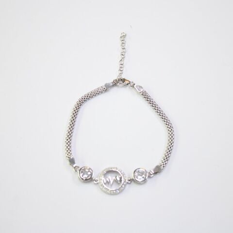 Kalpli Zirkon Taşlı Gümüş Bileklik