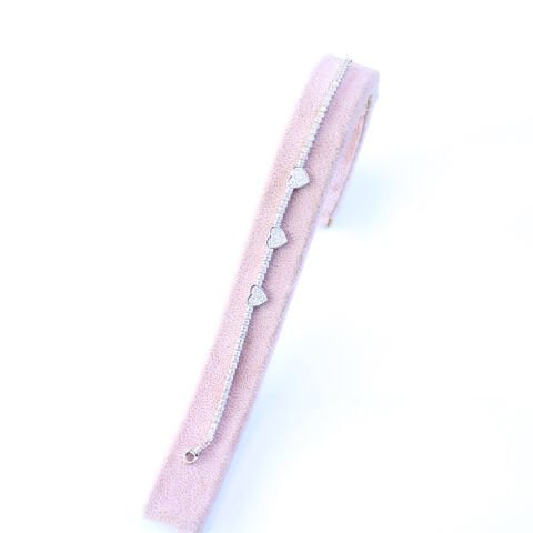 Zirkon Taşlı Kalpli Gümüş Bileklik