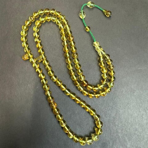 99'luk Haşere Fosilli Kaliningrad Damla Kehribar Tespih 7 (mm)