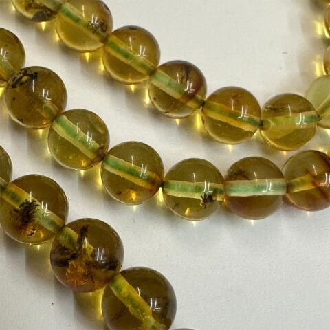 99'luk Haşere Fosilli Kaliningrad Damla Kehribar Tespih 7 (mm)