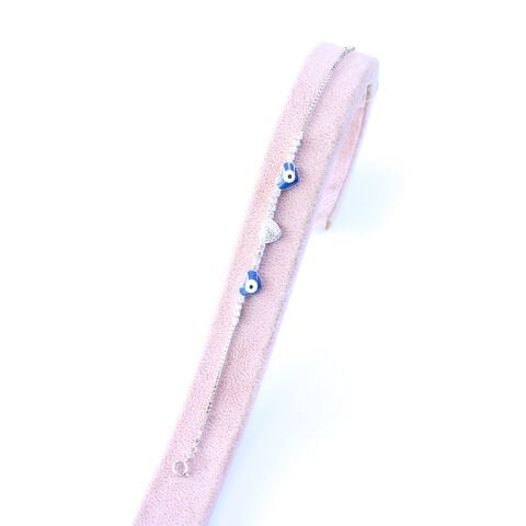 Kalpli Nazarlı Gümüş Bileklik