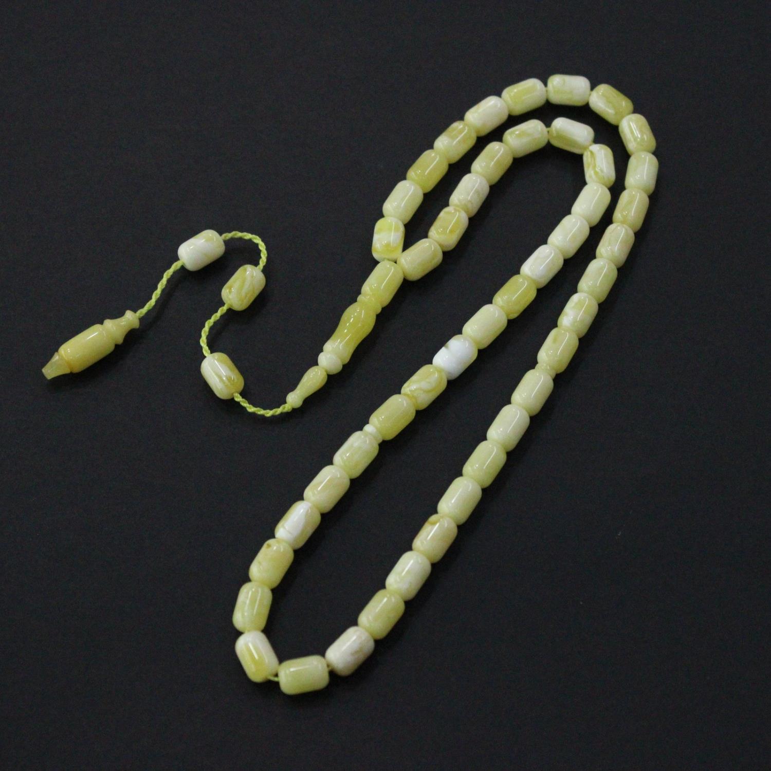 45'li Sistemli Akça Damla Kehribar Tespih 6,5*9,5 (mm)