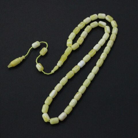 45'li Sistemli Akça Damla Kehribar Tespih 6,5*9,5 (mm)