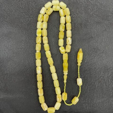 45'li Sistemli Akça Damla Kehribar Tespih 6,5*9,5 (mm)